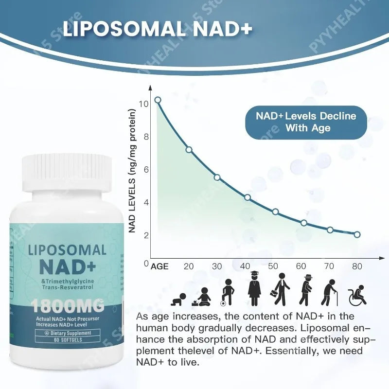 Liposomal NAD+ Supplement 60 Softgels – NMN Alternative NAD+ Supplement Qst