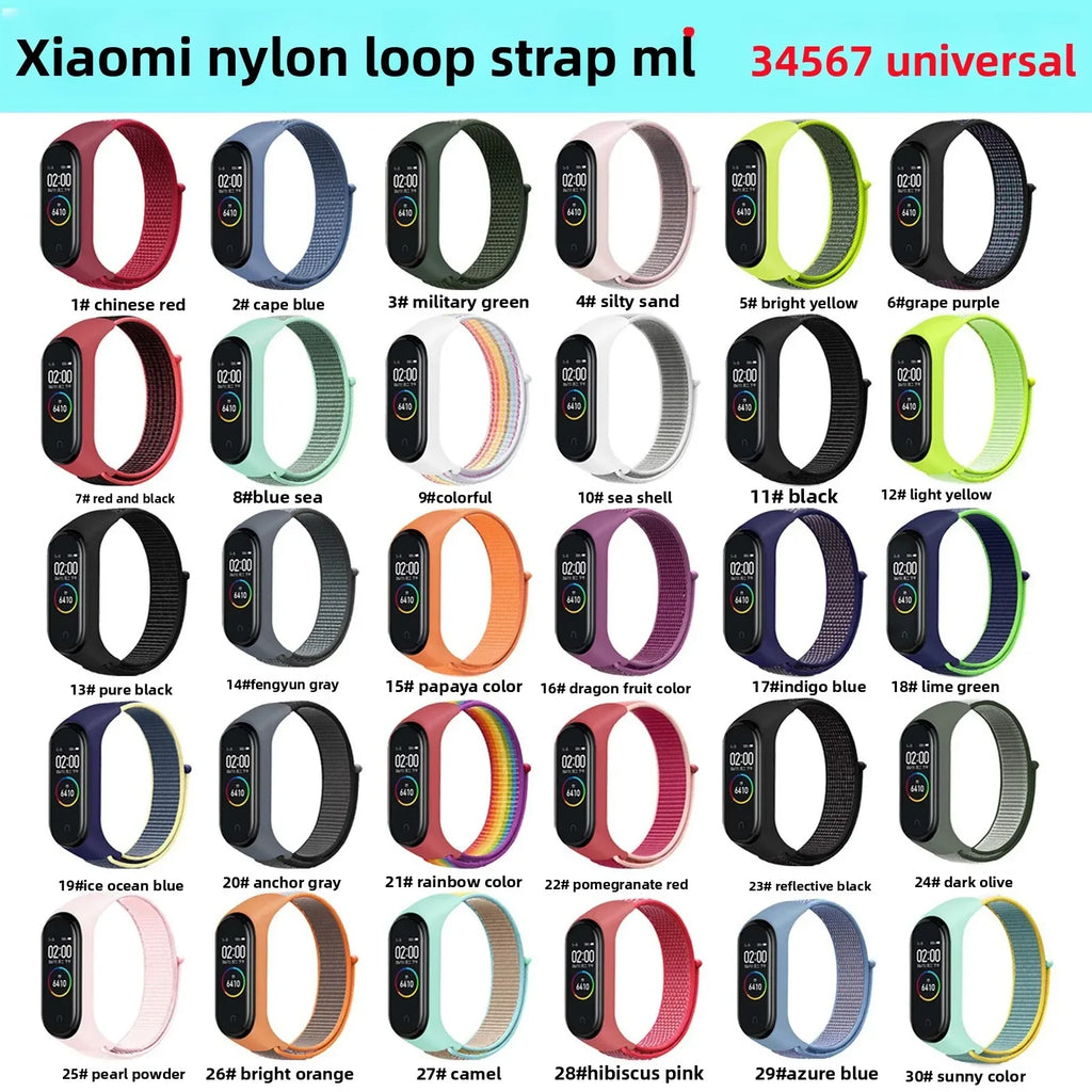 Nylon Loop Watch Strap for Xiaomi Mi Band – 30 Colors Watch Band Qme