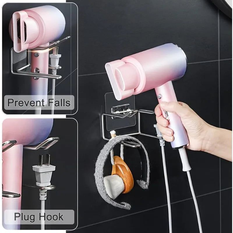 Self Adhesive Wall Mount Hair Dryer Holder – Waterproof Rack Hair Dryer Holder Qme
