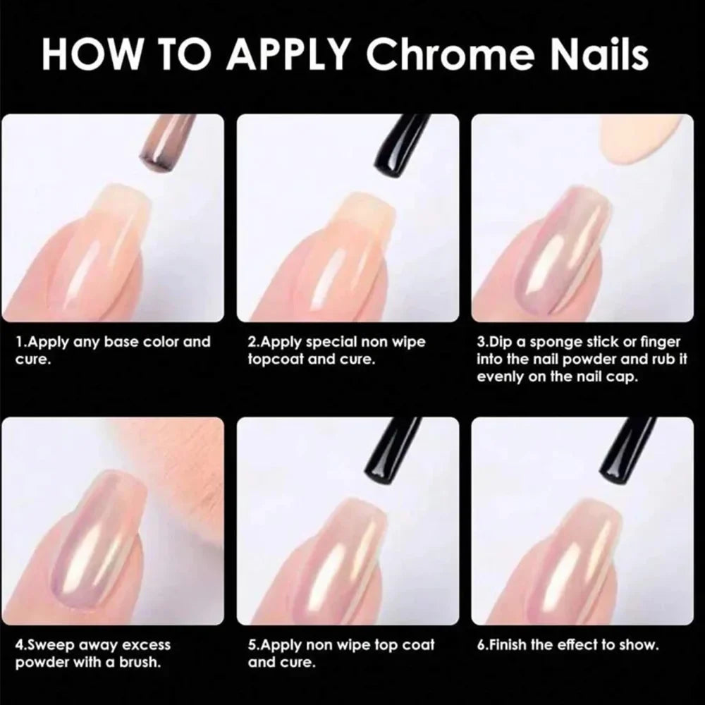 Chrome Nail Powder Aurora Pearl Rainbow Metallic Pigment Chrome Nail Powder Qme