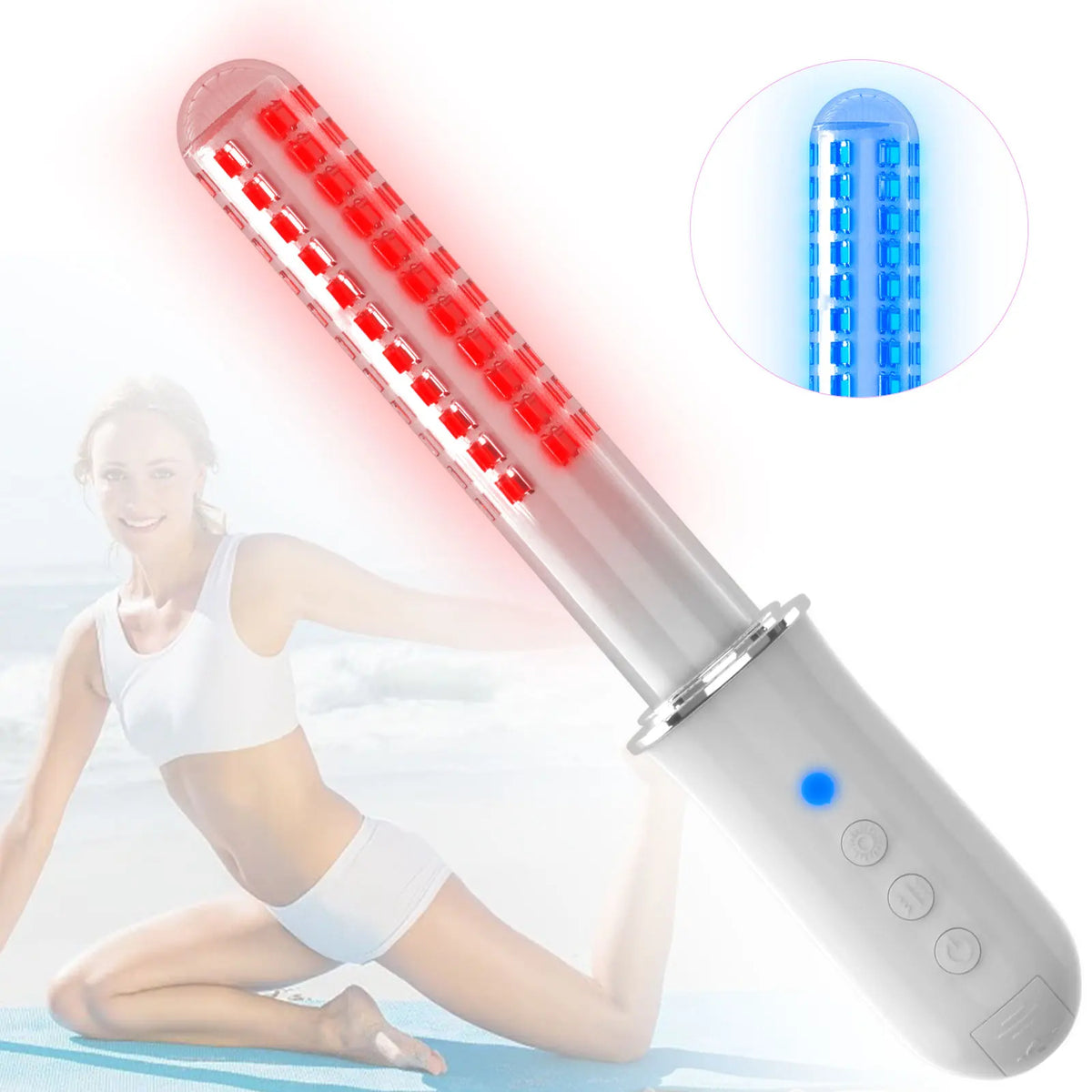 Women's Dual Red & Blue LED Intimate Wellness Device + Heat LED Wellness Device Qst