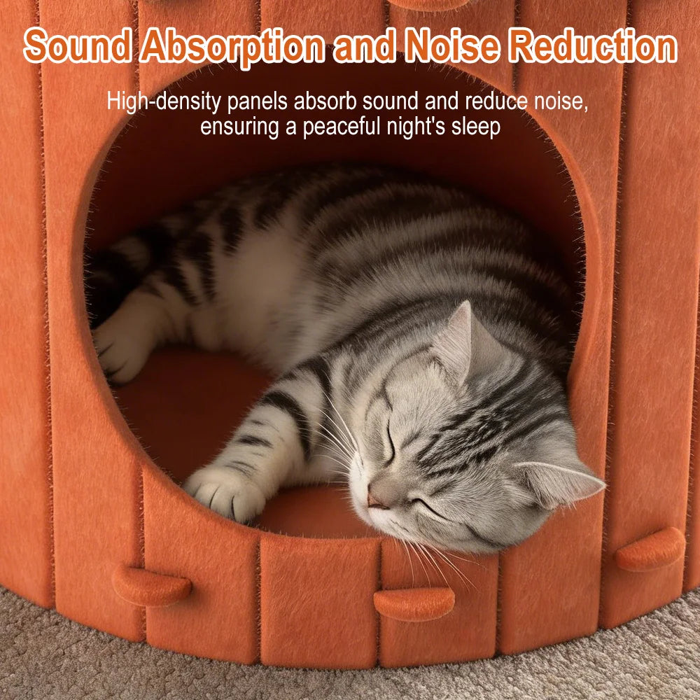 Carrot Theme Felt Cat Cave Bed – Semi-Enclosed Pet House Cat Cave Bed Qst