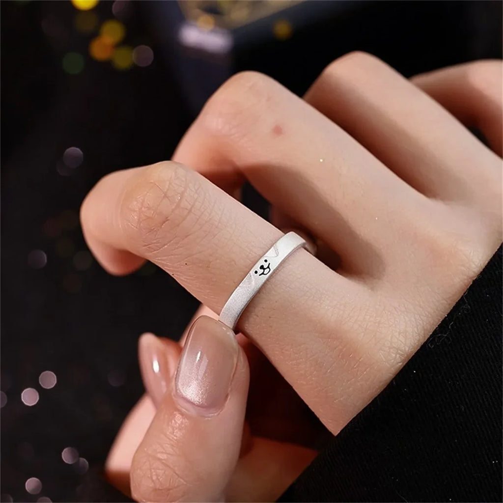 Cute Cat & Dog Couple Ring – Animal Statement Ring for Women & Men Animal Couple Ring Qme
