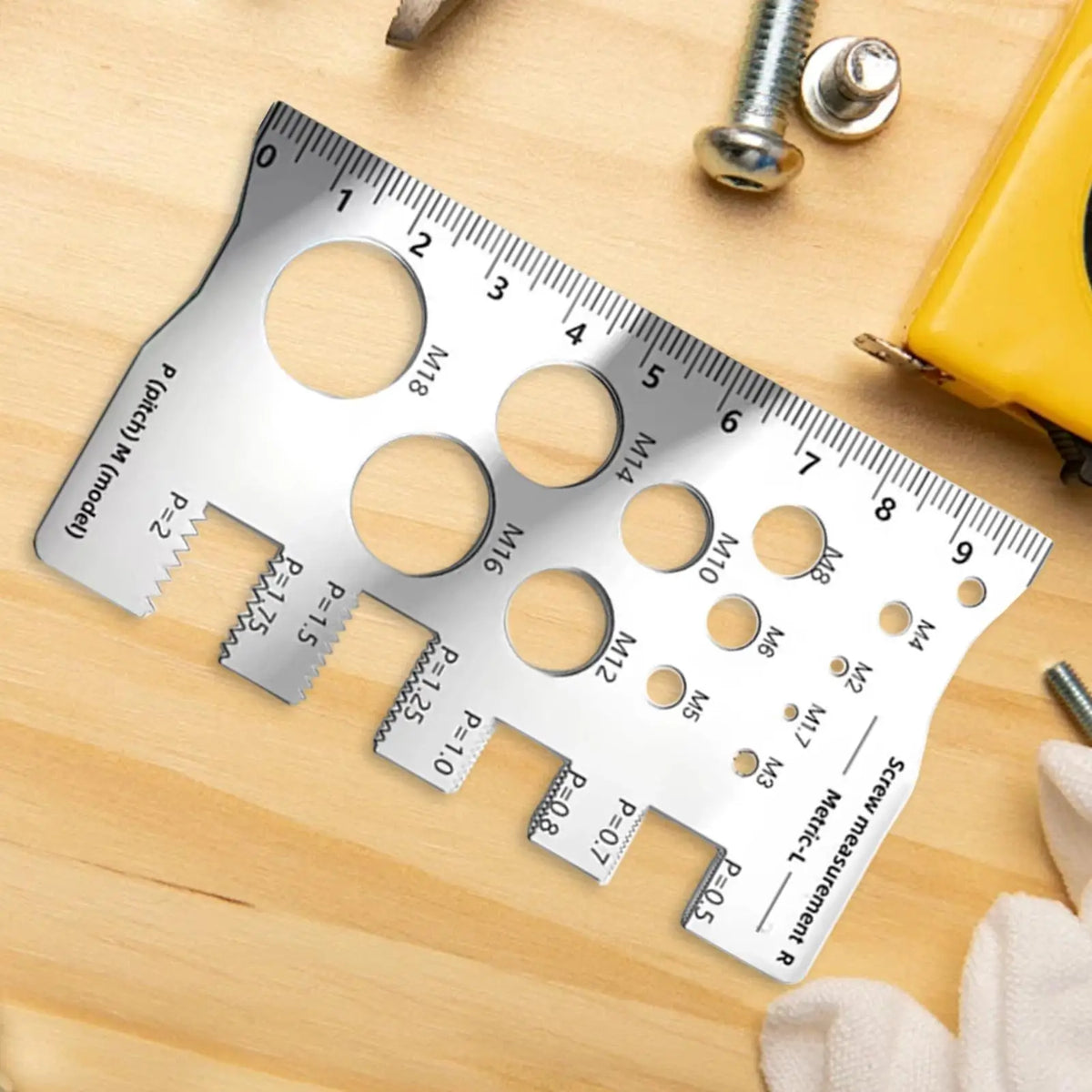 Stainless Steel Thread Gauge Screw Ruler – Woodworking Tool Thread Gauge Ruler Qme