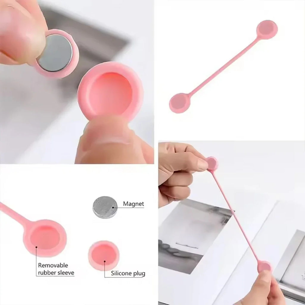 5-Pack Reusable Magnetic Silicone Cable Ties – Cord Organizer Cable Tie Organizer Qme