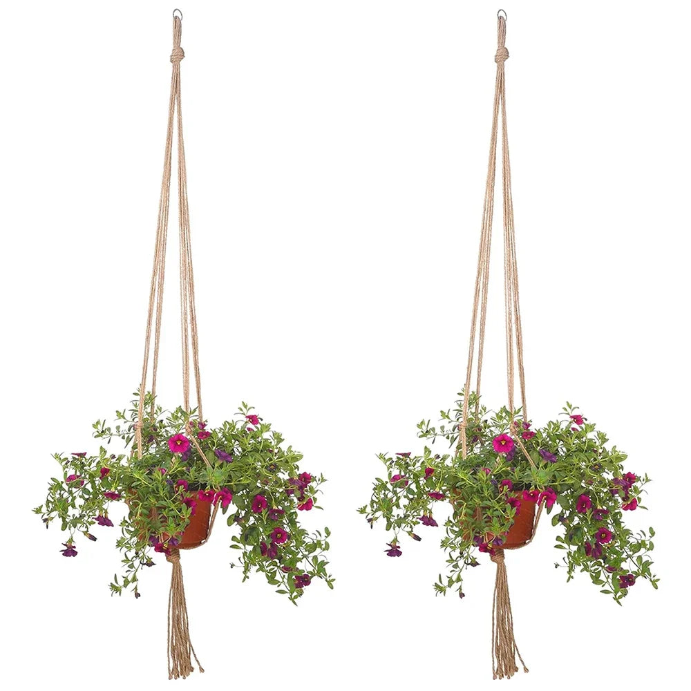 Handwoven Cotton Hemp Rope Hanging Planter Net | 3 Sizes Hanging Planter Net Qme