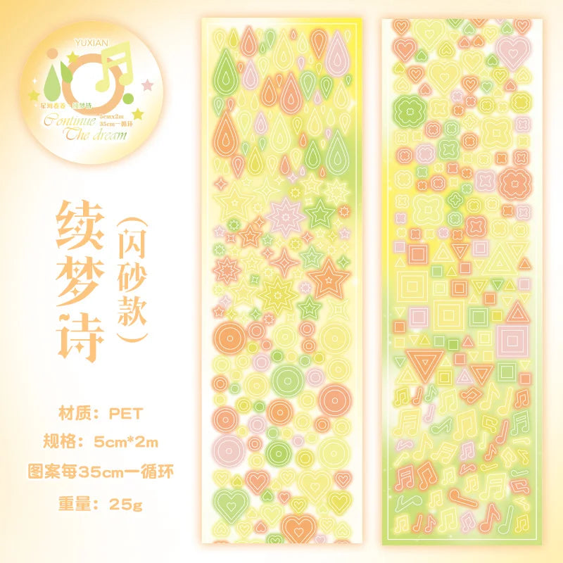 Y2K Glitter Decorative PET Tape for Planners & Scrapbooks Decorative Craft Tape Qme E HOT SALE