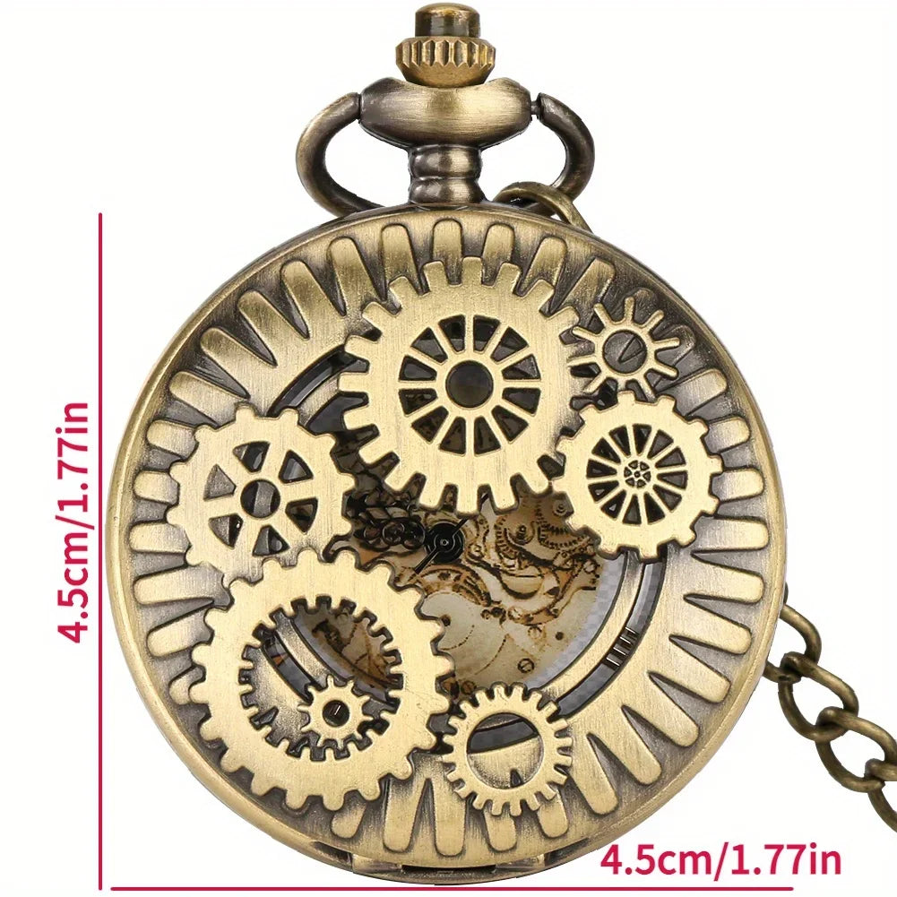 Steampunk Quartz Pocket Watch Retro Gearwheel Necklace Chain Pocket Watch Necklace Qme