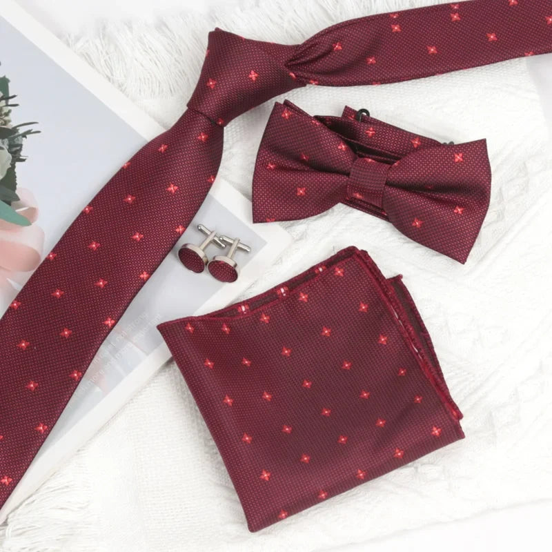 Men's Burgundy Flower Bow Tie | Formal Polyester Bowtie Flower Bow Tie Qme