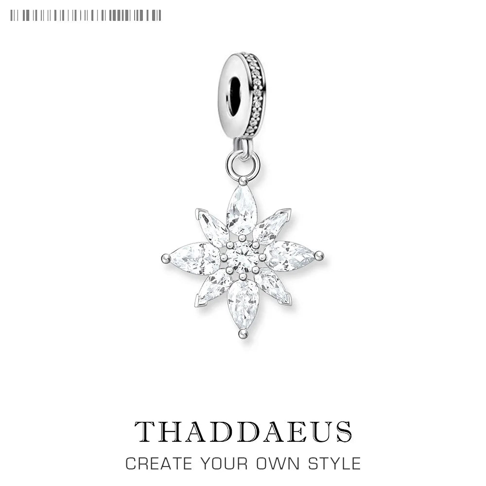 925 Sterling Silver Flower Charm Pendant Necklace for Women Charm Pendant Necklace Qme Ring