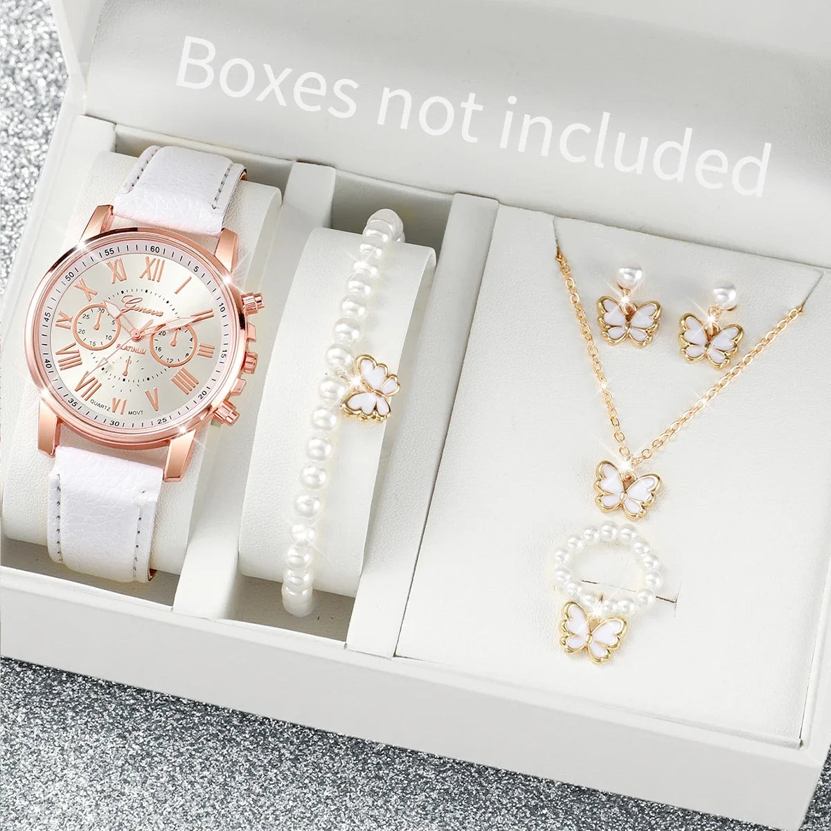 Ladies' Geneva Quartz Wristwatch – Roman Numeral Dial Ladies' Quartz Watch Qme WHITE