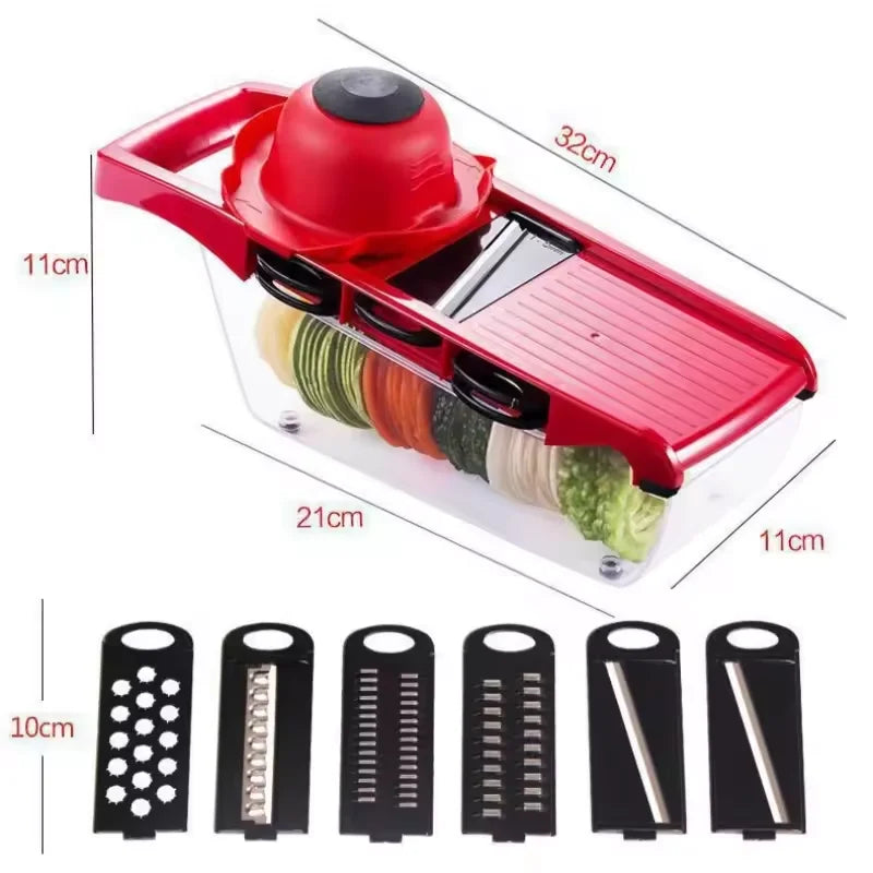 Vegetable Slicer & Shredder Set – 6 Stainless Steel Blades Vegetable Slicer Set Qst A with Box