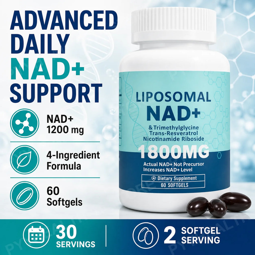 Liposomal NAD+ 1800mg with NR, Resveratrol & TMG – 60 Softgels NAD+ Supplement Qst