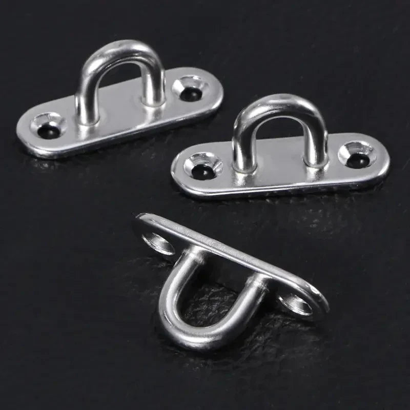 5-Piece Heavy-Duty Stainless Steel Eye Plate Hooks – Wall & Ceiling Mounting Eye Hooks Qme