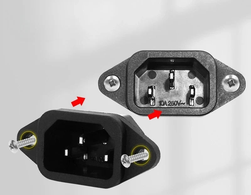 C14 IEC Cassette AC Power Socket 10-Pack | 15A 250V SS-120 AC Power Socket Qme