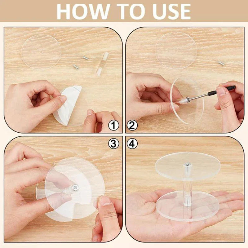 Transparent Acrylic Round Cake Stand – Cupcake Dessert Display Acrylic Cake Stand Qme