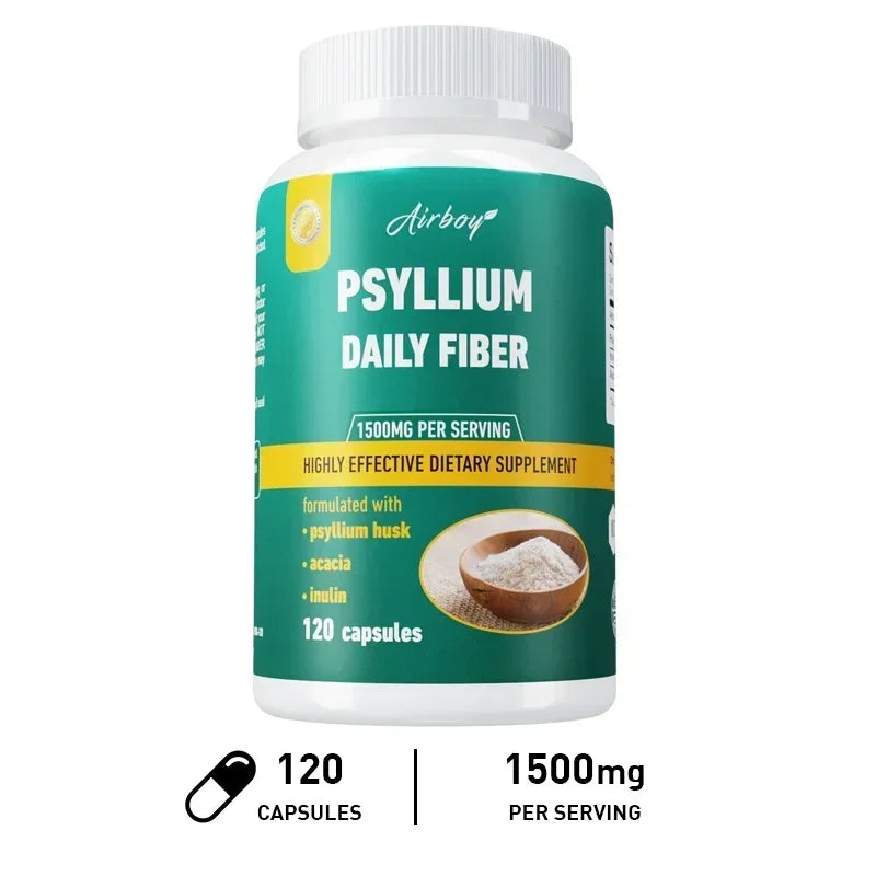 Psyllium Husk Capsules with Inulin & Acacia | Soluble Fiber Fiber Supplement Qst 120 Capsules