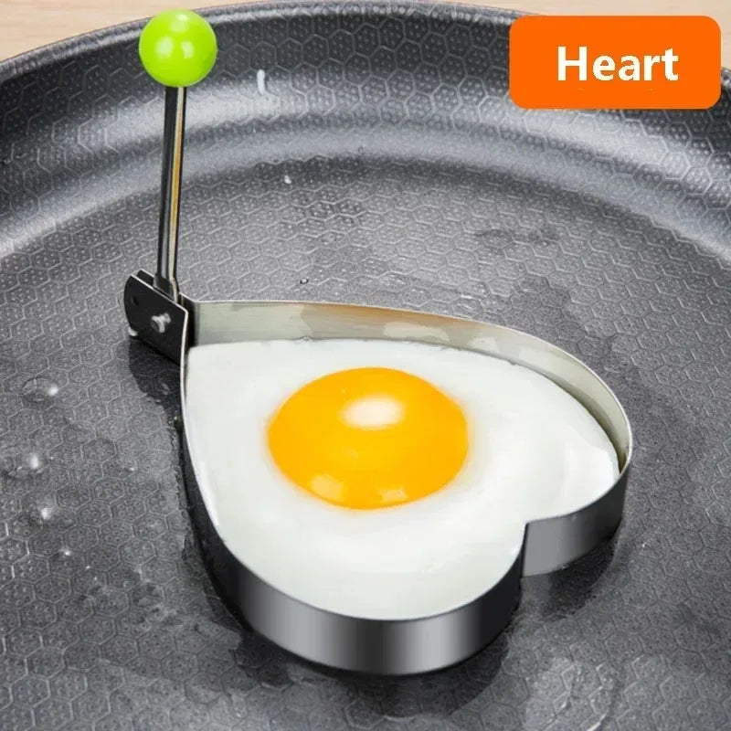 Stainless Steel Heart Egg Mold & Pancake Maker Ring Egg & Pancake Mold Qme 4pcs Heart