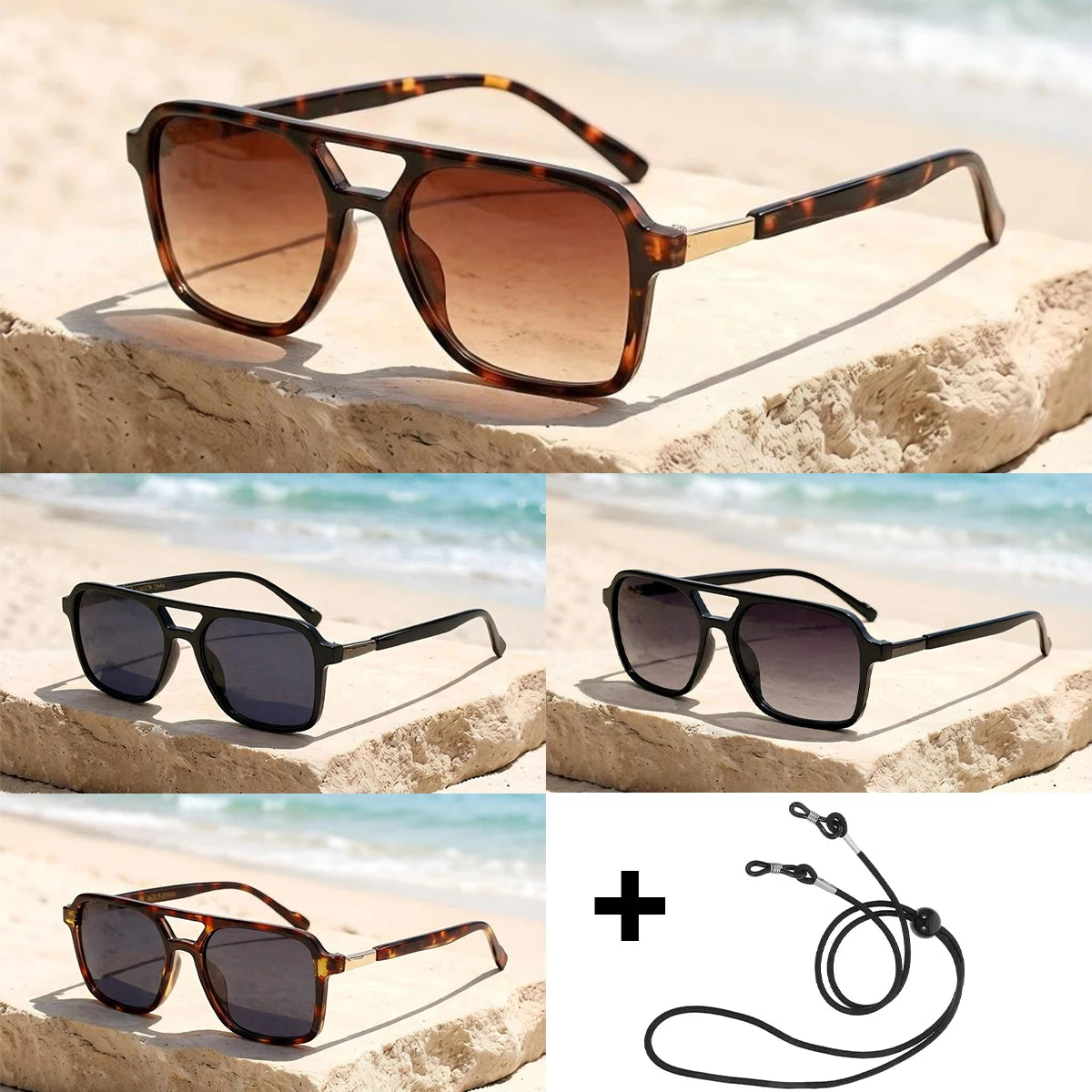 VOPHA Retro Double Bridge Pilot Sunglasses UV400 Unisex S22 Pilot Sunglasses Qst
