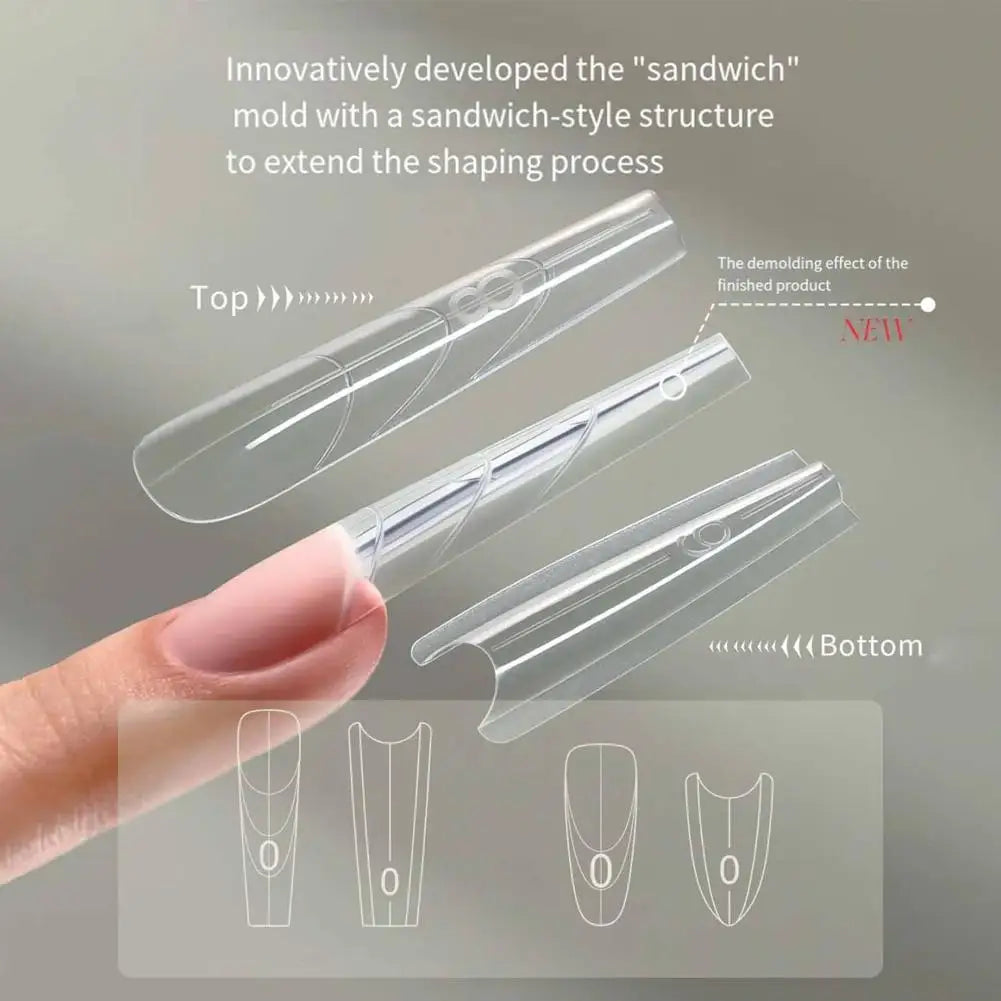 Qme Dual Almond Poly Gel Full Cover Reusable Nail Forms 240pc Nail Extension Molds Qme
