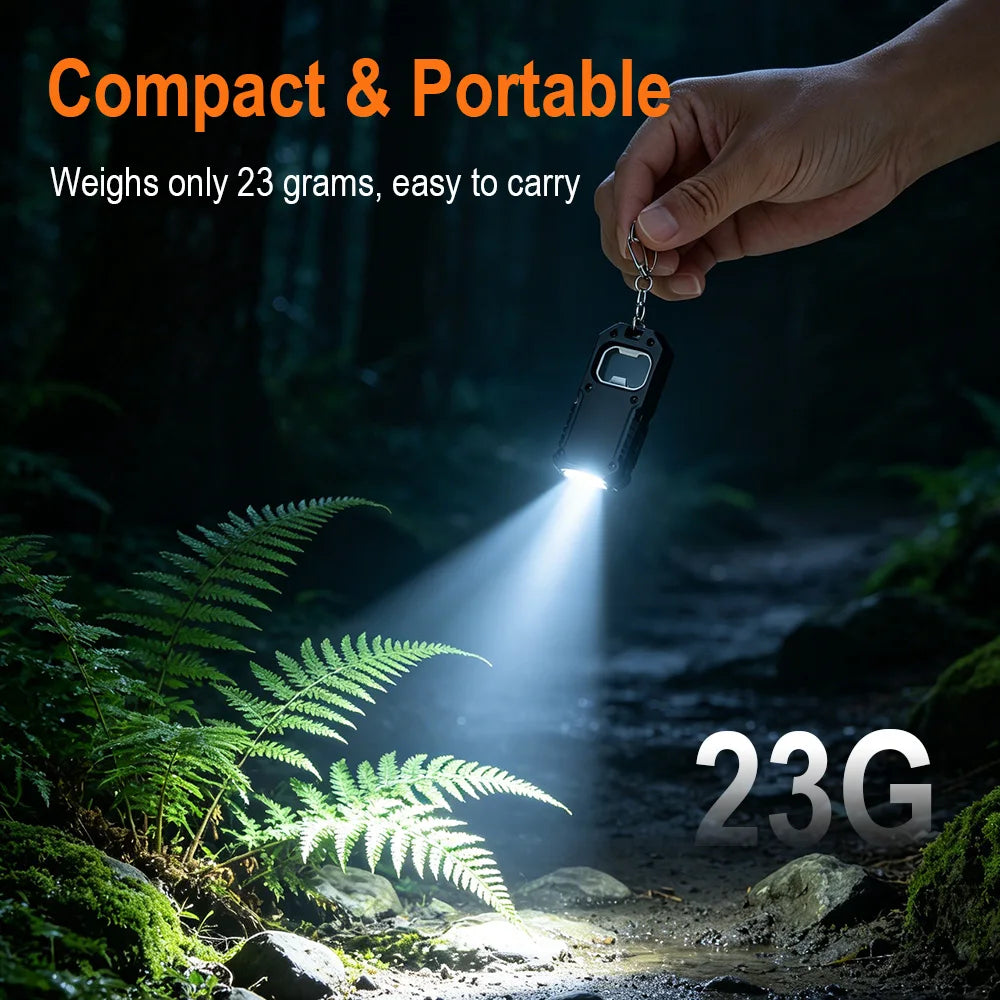 BORUiT Mini LED Keychain Flashlight, Bottle Opener, Type-C LED Keychain Flashlight Qst
