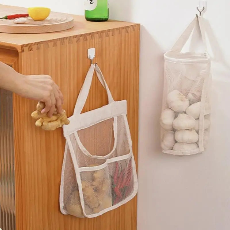 Hanging Mesh Storage Bag – Breathable Kitchen Produce Bag Mesh Storage Bag Qme