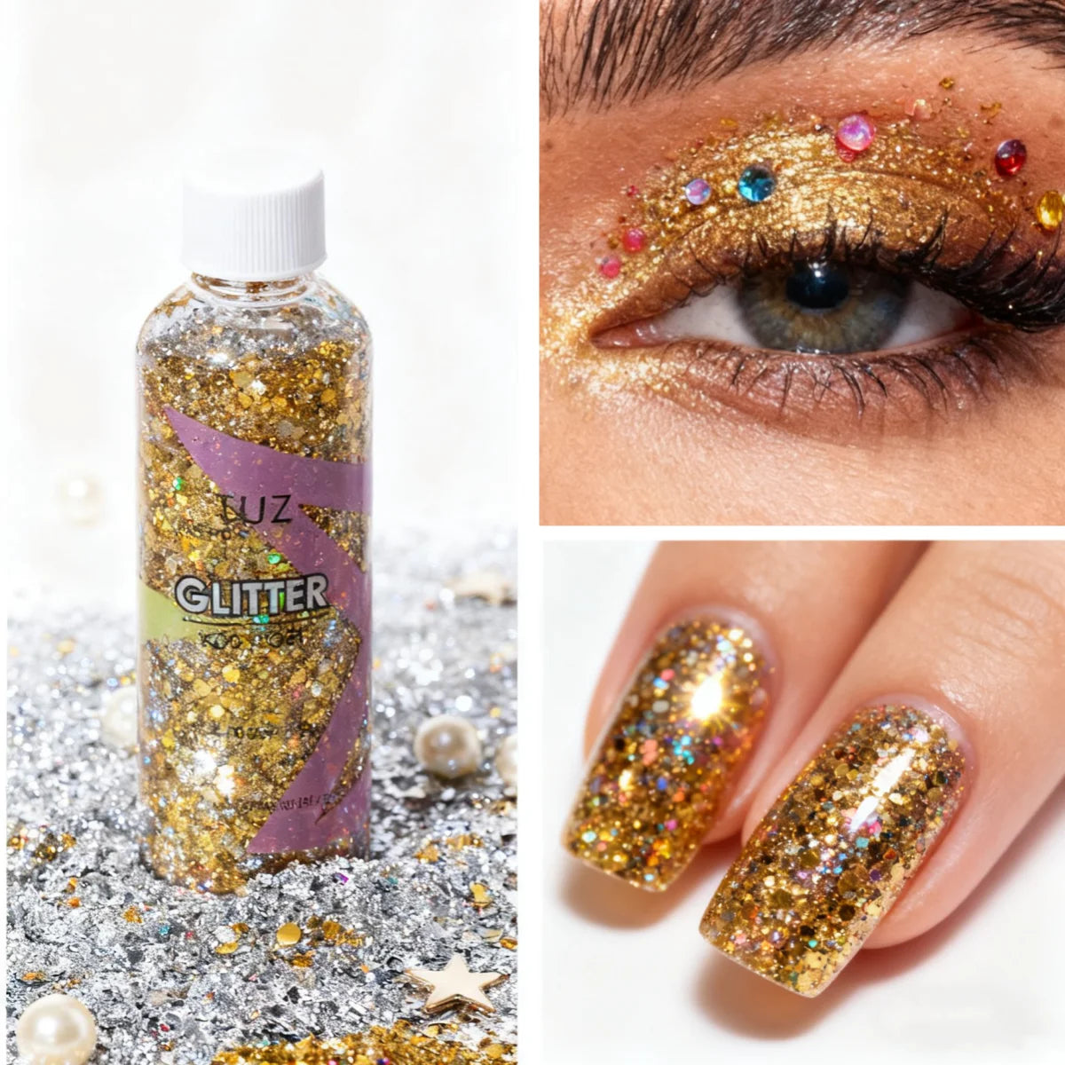 Waterproof Glitter Gel – Body, Face & Hair Festival Makeup Body Glitter Gel Qst