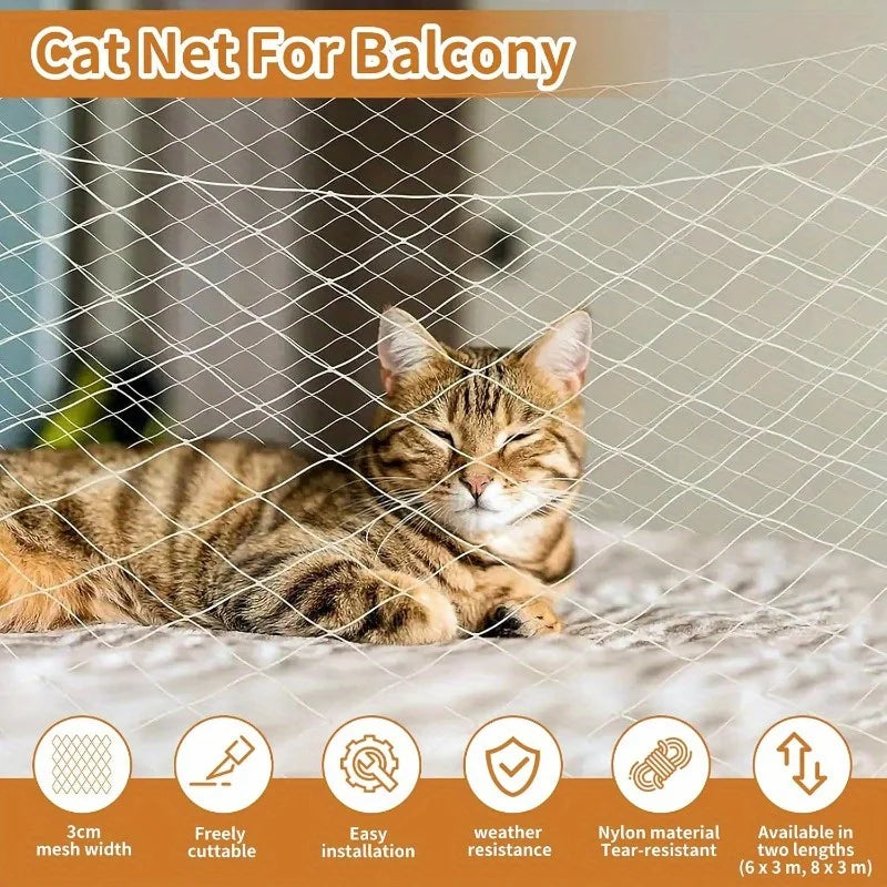 Cat Safety Net for Balcony & Windows – Nylon Anti-Fall Pet Net Cat Safety Net Qme