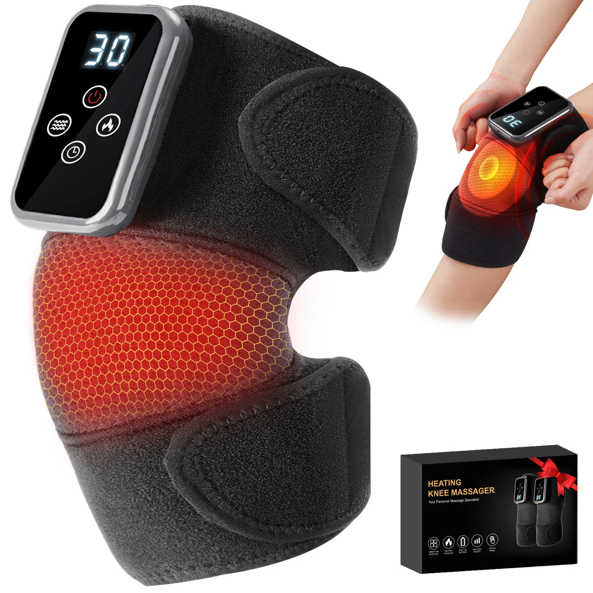 LEERCON 3-in-1 Heated Knee Elbow Shoulder Wrap Massager Heated Massage Wrap Qst