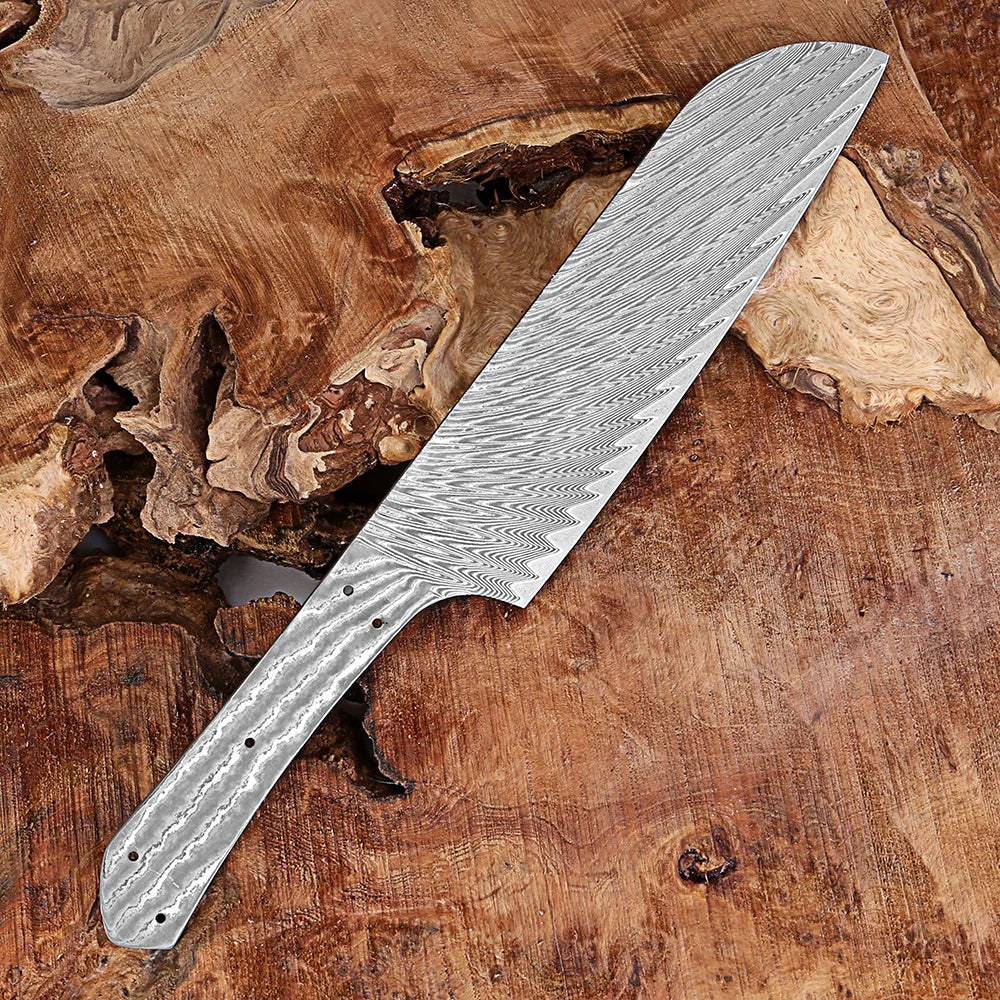 Damascus Santoku Knife Blade Blank – 67-Layer Full Tang DIY Knife Blade Blank Qst