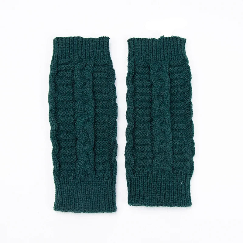 Women's Knitted Fingerless Gloves – Winter Arm Warmers Fingerless Arm Warmers Qme green length-20cm
