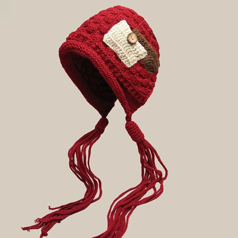 Women's Handmade Knitted Winter Hat – Crochet Ear Warmth Cap Knitted Winter Hat Qst
