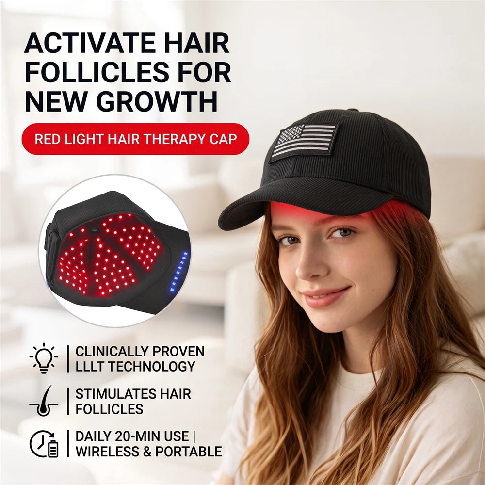 120-LED Red & Blue Light Therapy Hair Growth Cap 660nm 850nm Light Therapy Hair Cap Qst