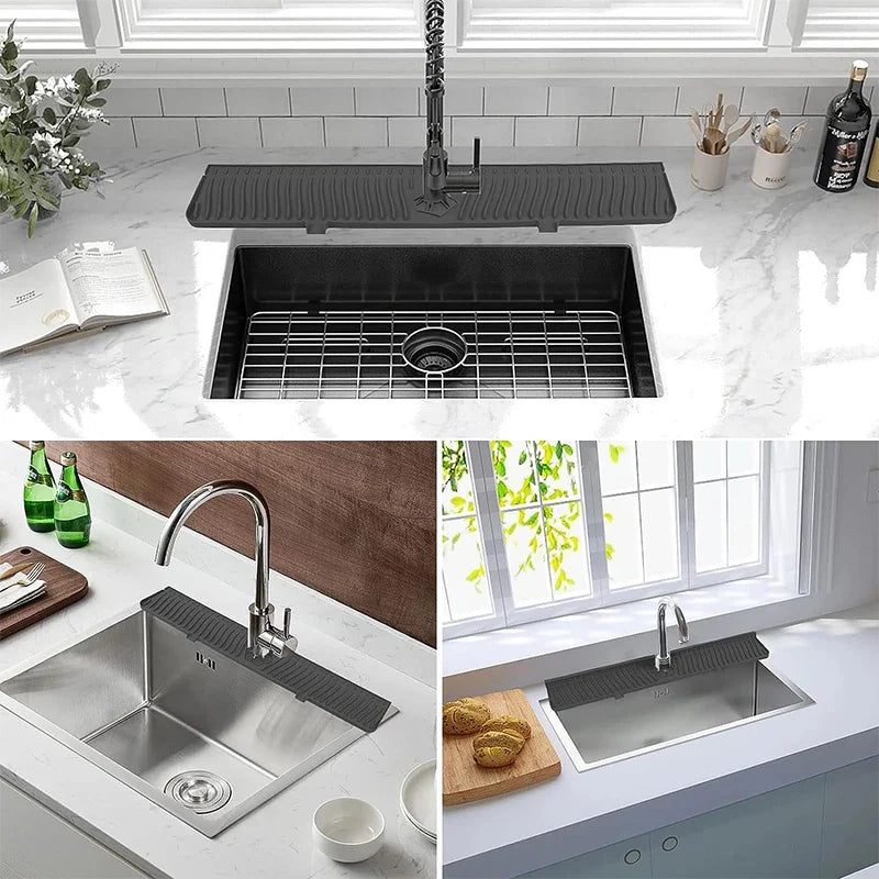 Silicone Sink Splash Guard Faucet Drip Catcher Mat – 75cm Sink Splash Guard Mat Qme