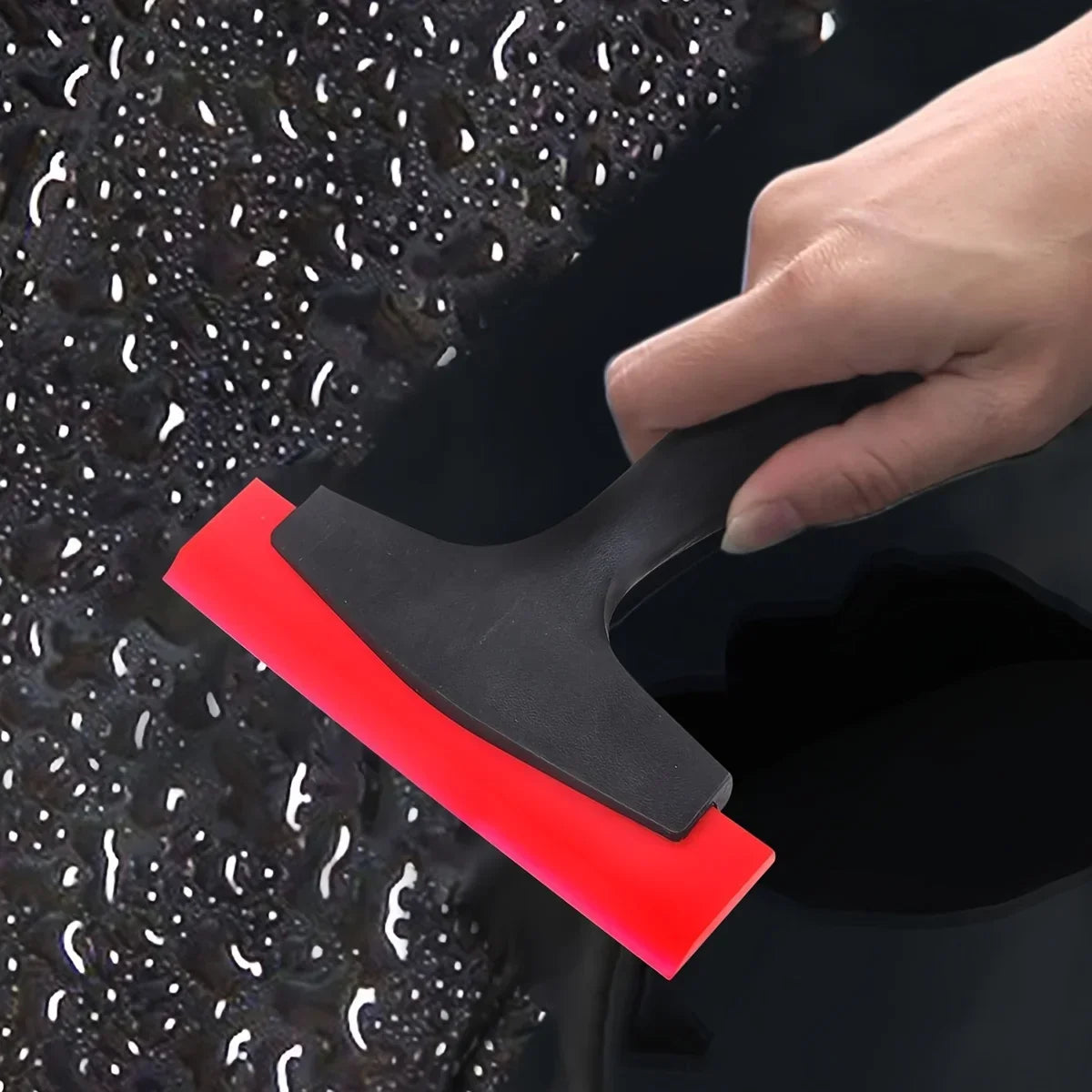 Car Window Rubber Squeegee & Ice Scraper – Black & Red Car Ice Scraper Qme