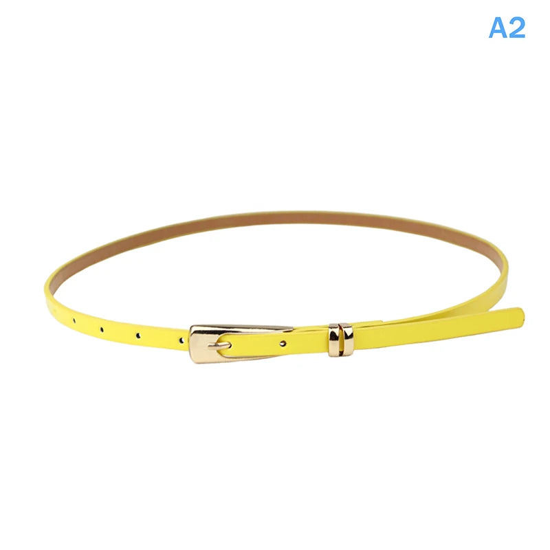 Women's Skinny Candy Color PU Waist Belt – 12 Colors Women's Fashion Belt Qst A2