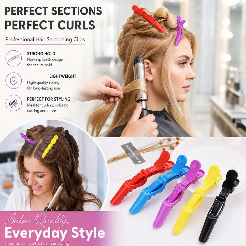 Alligator Hair Sectioning Clips – Pro Styling Clamps, 9 Colors Hair Sectioning Clips Qme