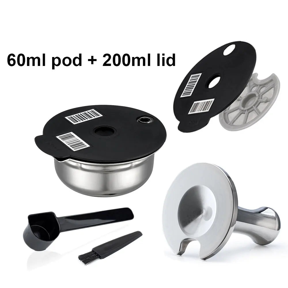 Reusable Stainless Steel Tassimo Coffee Pod – Refillable Reusable Coffee Pod Qst 60mlpod200ml lid t