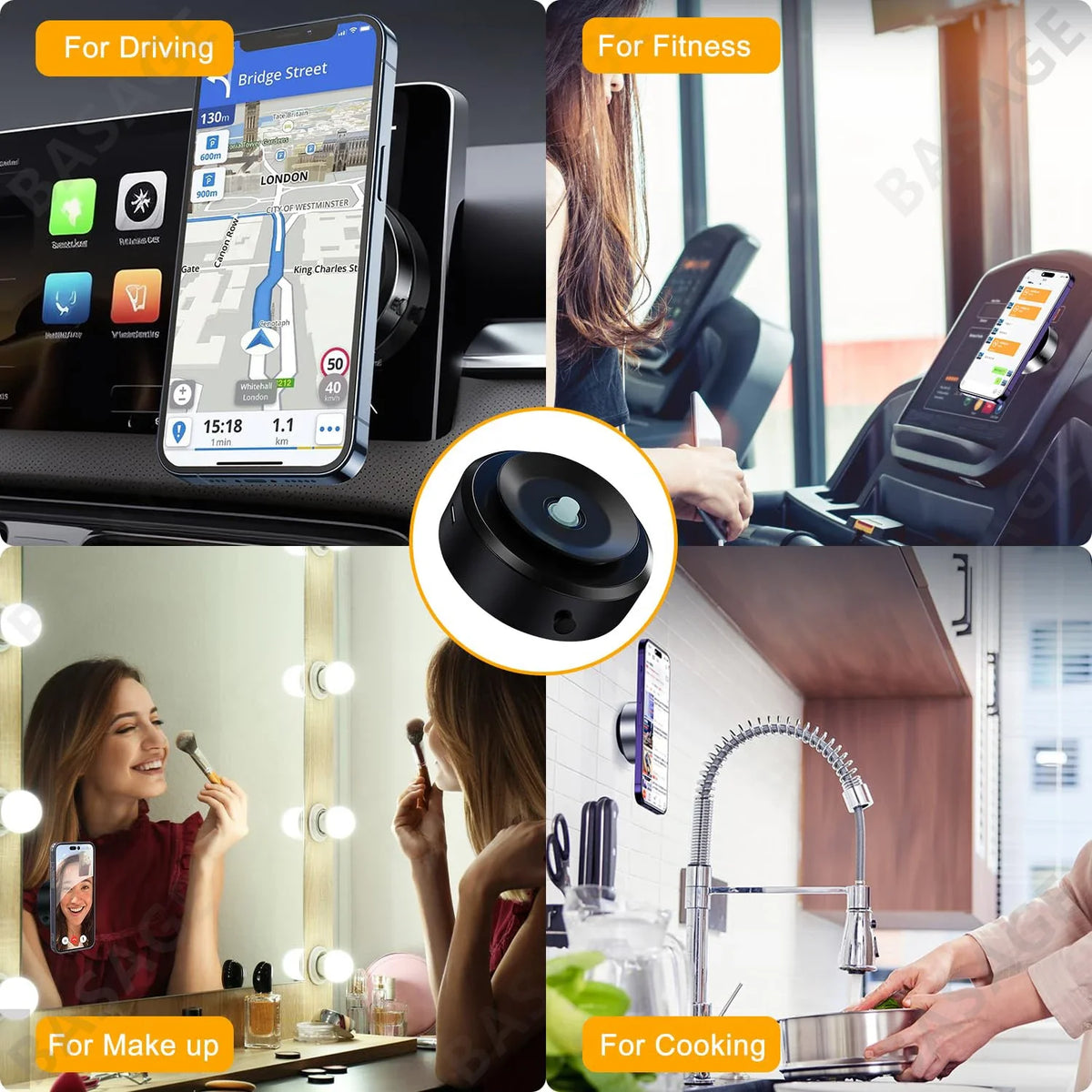 Magnetic Car Phone Holder 360° Rotation Air Suction Mount Car Phone Mount Qme