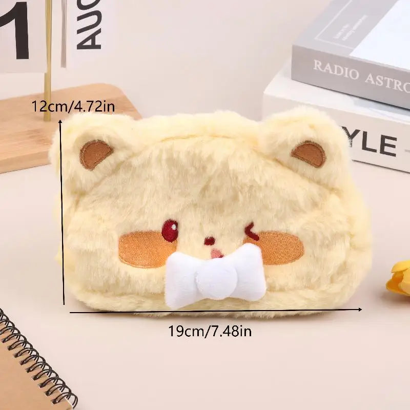 Cute Cartoon Animal Plush Pencil Case – Large Capacity Plush Pencil Case Qme