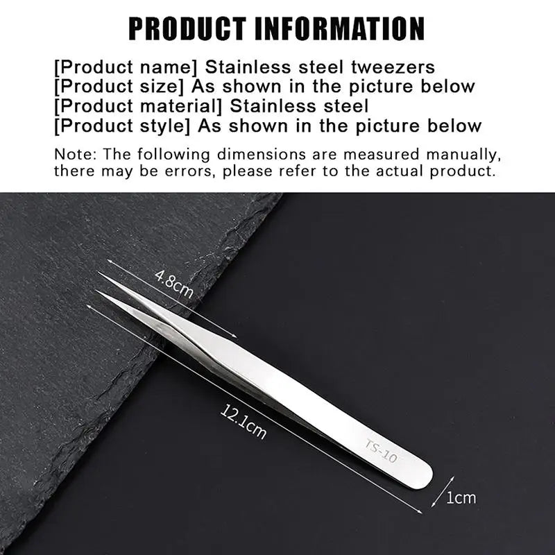 6-Piece Stainless Steel Tweezers Set – Bent & Straight Tips Precision Tweezers Set Qst