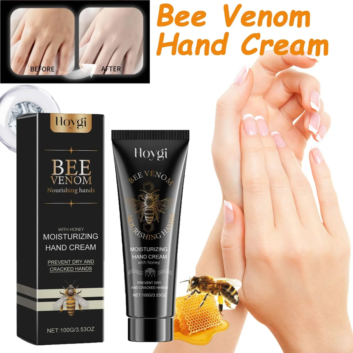 Bee Venom Hand Cream – Deep Moisture, Non-Greasy Formula Moisturizing Hand Cream Qme