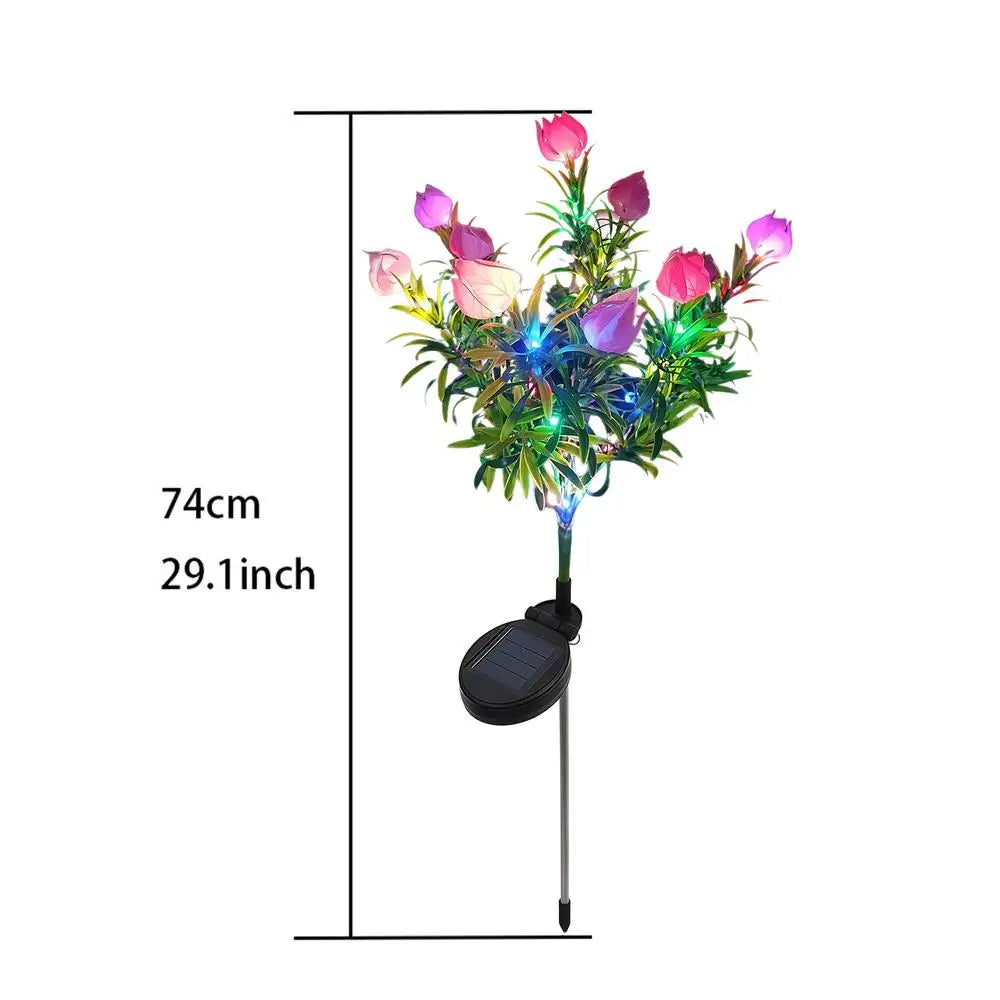 Solar Gardenia Flower Garden Lights | Realistic Outdoor Decor Solar Garden Light Qme pink colored light China Mainland