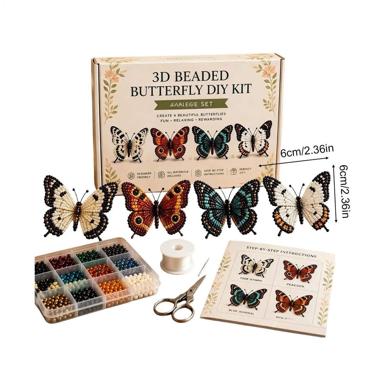 3D DIY Animal Beading Kit – 4 Cute Beaded Animals with Instructions DIY Beading Kit Qme