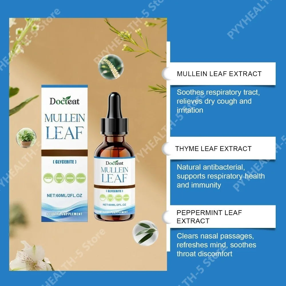 Mullein Leaf Tincture Glycerite Herbal Extract Drops 60ml Herbal Tincture Drops Qst