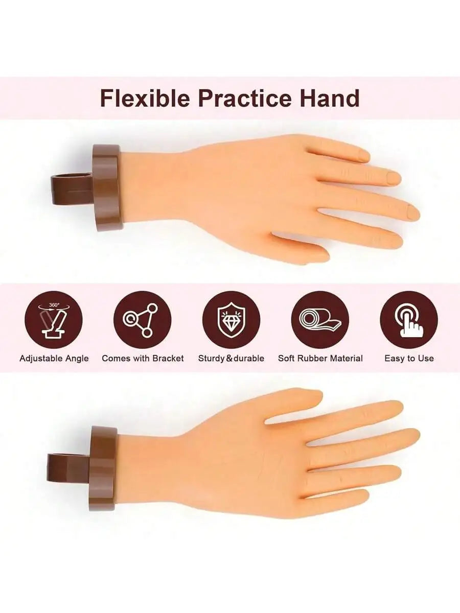 Nail Art Practice Hand Model – Insertable Plates & Bendable Fingers Nail Art Practice Hand Qme