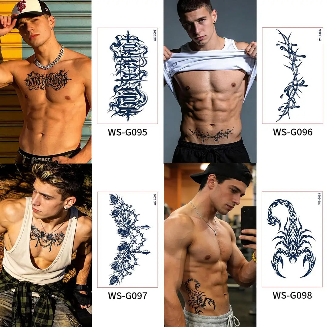 Cyan Thorn Fake Tattoo Stickers – Waterproof Matte Decals Temporary Tattoo Sticker Qme 4pcs WS-G095G098