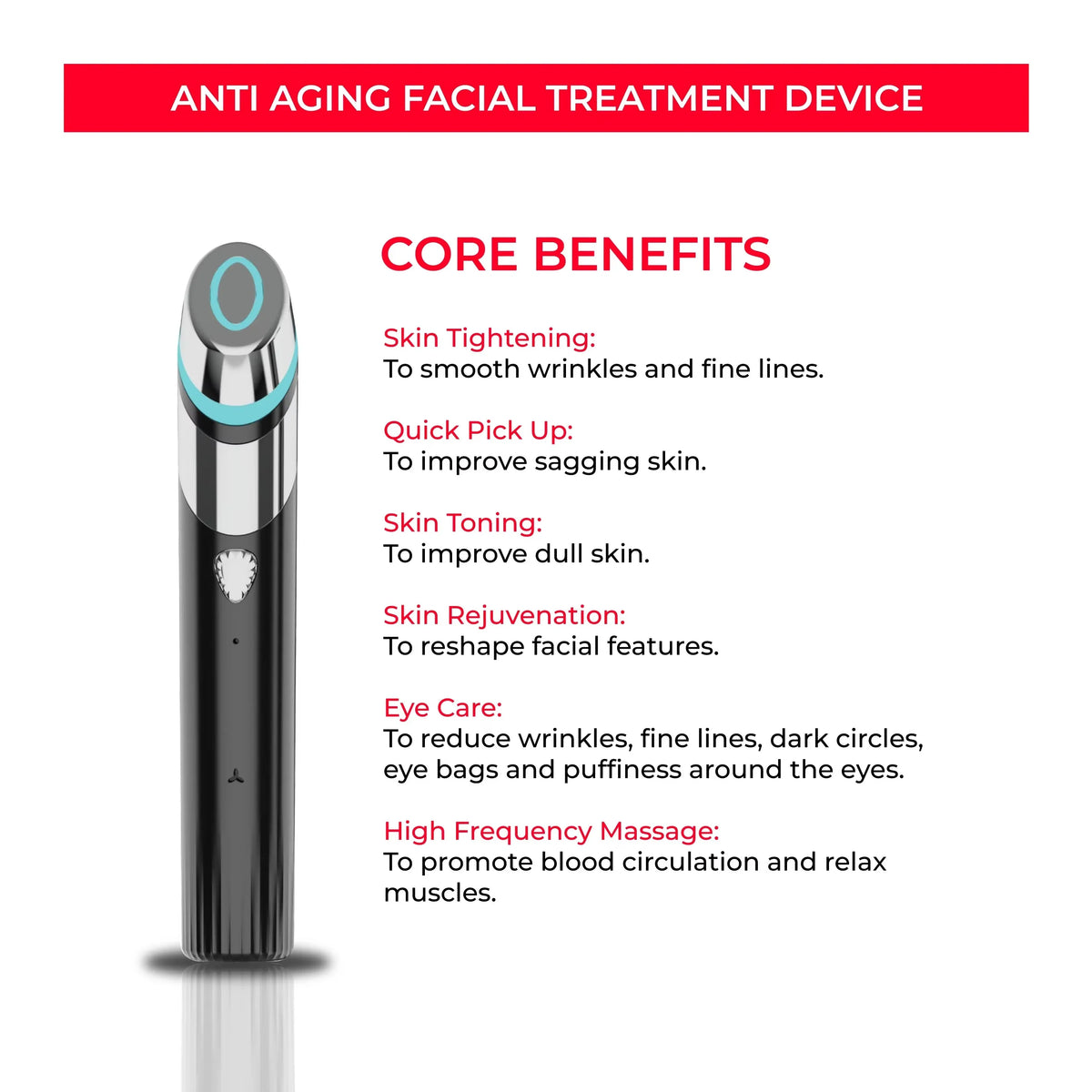 Microcurrent Facial Beauty Wand – LED & Warmth Skin Device Facial Beauty Device Qst