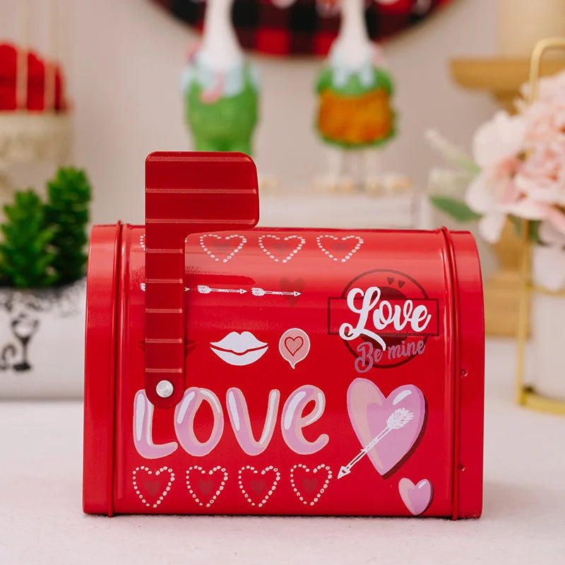 Heart-Shaped Metal Storage Box | Wedding & Anniversary Gift Decorative Storage Box Qme red M