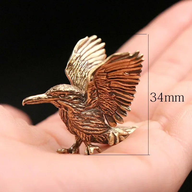 Brass Mini Eagle Figurine – Opening Wing Bird Art Sculpture Brass Bird Figurine Qme A